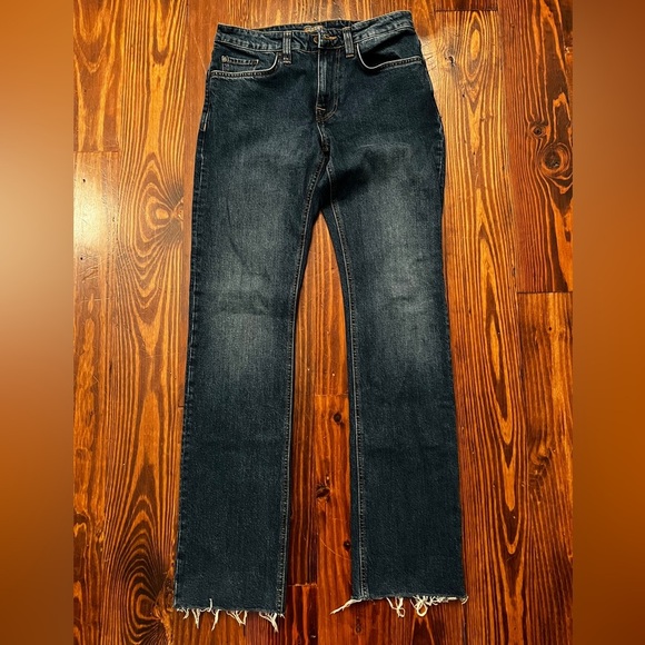 TECOVAS Ranch Wear Straight Leg Medium Wash Denim Jeans 30x32 Frayed Hem - Picture 3 of 7